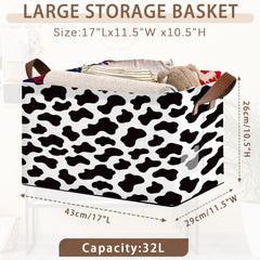 Mogifedc cow-pattern basket folded flat for compact storage