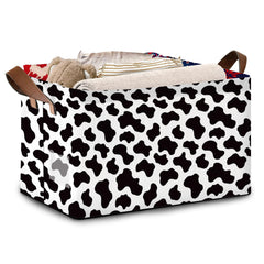 Mogifedc cow-pattern storage basket front view shows large capacity for organizing items