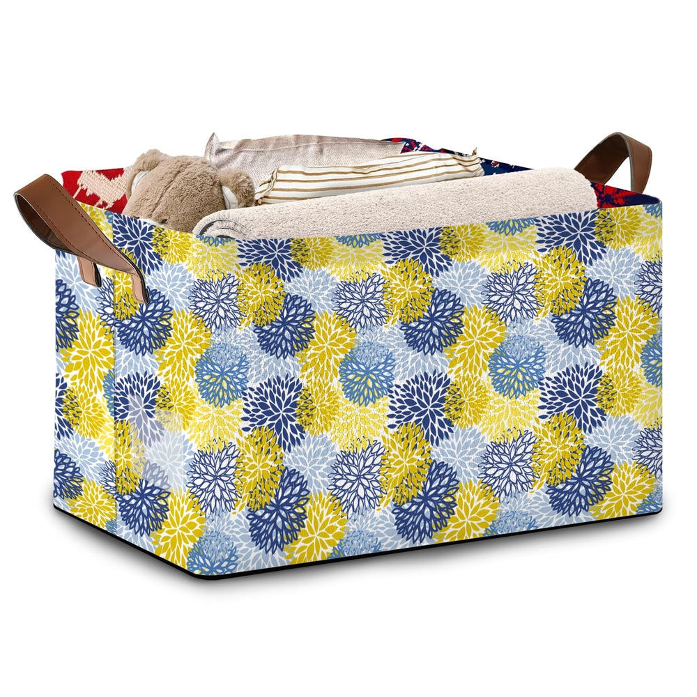 Mogifedc Floral Chrysanthemum Storage Basket front view for stylish living room organization.