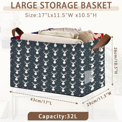 Mogifedc Grey Deer Storage Basket handles closeup with reinforced stitching