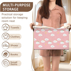 Mogifedc Pink Cloud Basket folded for compact storage in small spaces.