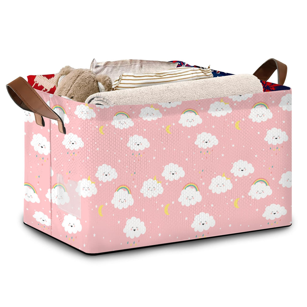 Mogifedc Pink Cloud Basket in full size ready to organize toys and books.