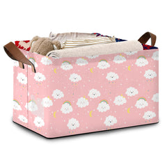 Mogifedc Pink Cloud Basket in full size ready to organize toys and books.