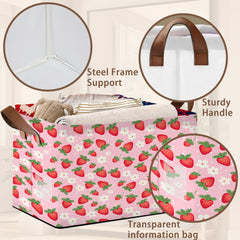 Mogifedc Pink Strawberry bin in living room beside sofa for quick access to essentials.