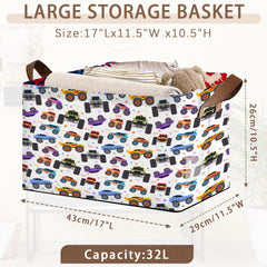 Mogifedc storage basket with leather reinforced handles supports easy transport.
