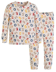 moimoln Alphabet Buddies PJs front view showing playful print and comfy fit