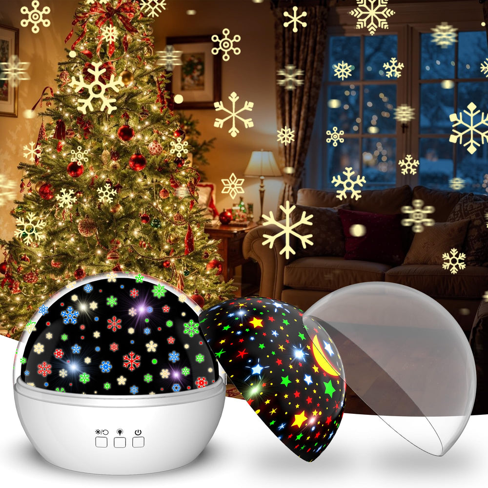 MOKOQI Christmas snowflake projection lights the room with festive glow.