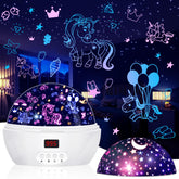 MOKOQI unicorn projector night light projecting a soft unicorn scene for bedtime