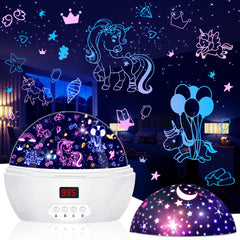 MOKOQI unicorn projector night light projecting a soft unicorn scene for bedtime