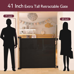 Momcozy 41in-tall mesh gate provides height and supervision for active play.