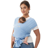 Momcozy AirMesh baby carrier in light blue for pool adventures and hands-free fun