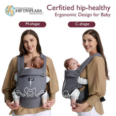 Momcozy Baby Carrier adjustable-sizes adapts as baby grows for a secure fit.