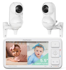 Momcozy baby monitor split-screen view for two feeds at once