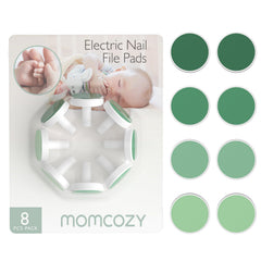 Momcozy infant pad for gentle grooming with the nail trimmer.