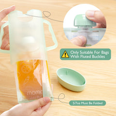 Momcozy pouch holder with ergonomic handles in action for confident grip