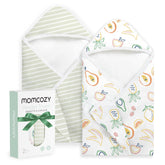 Momcozy hooded baby towel with soft cloud fabric for gentle warmth after bath