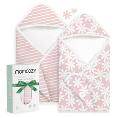 Momcozy hooded baby towel in soft cloud design for gentle bath wrap