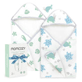 Momcozy baby towel hooded in soft cloud texture for gentle bath