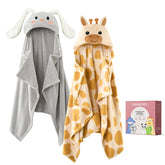 Momcozy baby towel with visualize health label guides bath care and safety.