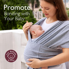 Momcozy baby wrap features adjustable size for many body types.