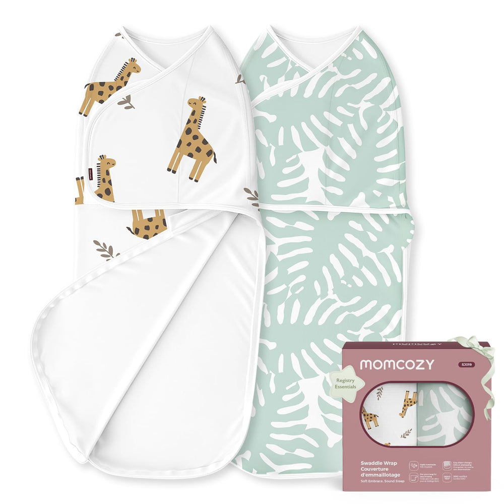Momcozy Bravery swaddle with quiet fastener for peaceful nighttime soothing and easy wrap.