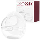 Momcozy breast milk collector on a nursing bra for convenient hands-free milk capture.