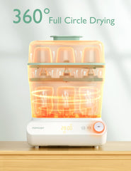 Momcozy breast pump parts sterilizer stand keeps components organized and sanitized.