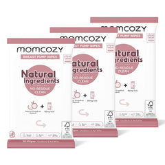 Momcozy breast pump wipes front view in a 3-pack for quick on-the-go cleaning of pump parts