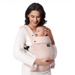 Momcozy Breathable Mesh Carrier front view with air mesh panel for cooling comfort