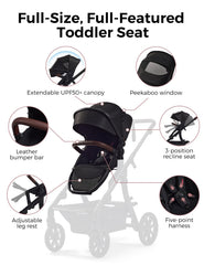 Momcozy ChangeGo double-stroller ready setup enhances family outings with extra seating.