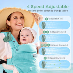 Momcozy clip fan secured to a stroller attachment for mobile relief