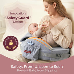 Adjustable waist strap fits diverse bodies for a steady nursing position