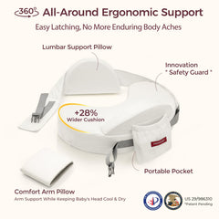 Momcozy CozyPro Safety Guard cradles baby, freeing a hand during feeds.