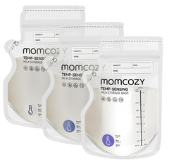 Momcozy Easy Pour bag showing 8oz capacity for precise milk portioning.