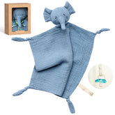 Momcozy Elephant Lovey blue 14 inch offers gentle on-the-go comfort for babies