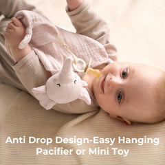 Momcozy Elephant Lovey four knotted corners for tactile exploration