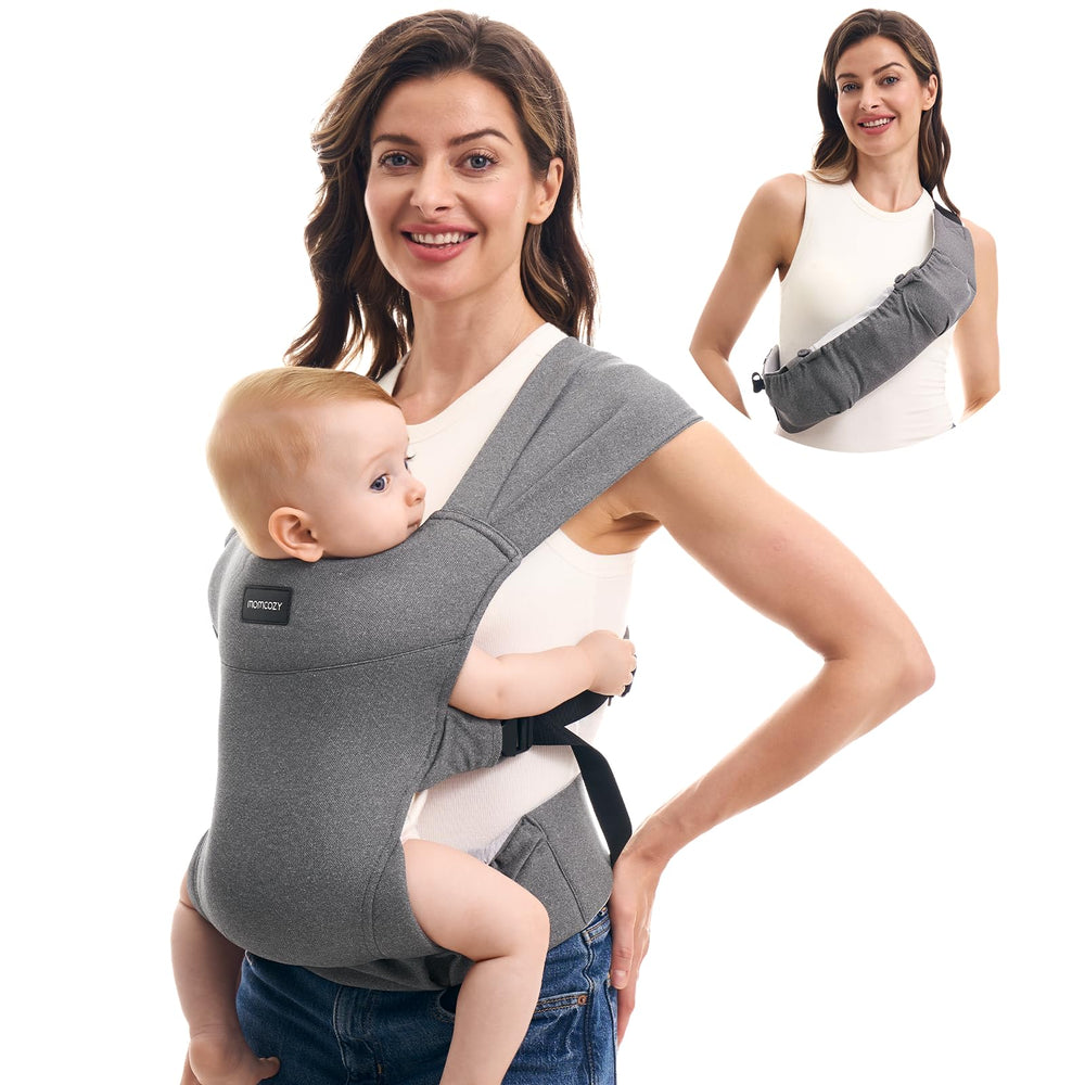 Momcozy foldable hip pouch design for on-the-go, hands-free errands with baby.