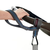 Momcozy handle strap on stroller showing safety grip for secure walks