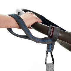 Momcozy handle strap on stroller showing safety grip for secure walks