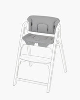 Momcozy high chair cushion set front view showing ergonomic support for meals