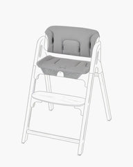 Momcozy high chair cushion set front view showing ergonomic support for meals