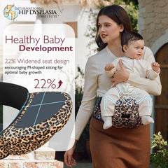 Momcozy Hip Seat Carrier ergonomic seat helping baby's hips stay in an M-position