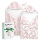 Momcozy hooded baby towel Soft Cloud for cozy post-bath wrap.