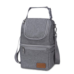 Momcozy insulated baby bottle bag keeps bottles warm or cool for on-the-go feeds.