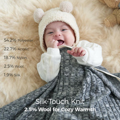 Momcozy knit nursing cover wool-blend fabric closeup highlighting soft warmth