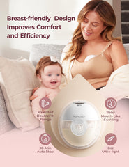 Momcozy M5 micro-vibration encourages milk flow with customizable settings.