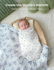 Momcozy 47x47 swaddle blanket offering ample wrap room