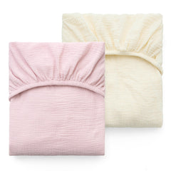 Momcozy beige blush crib sheet on mattress, soft touch for baby sleep