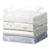 Momcozy muslin swaddle blanket 47x47 flatlay, versatile newborn comfort essential