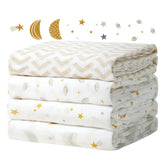 Momcozy muslin swaddle blanket showing silky texture for gentle baby comfort.